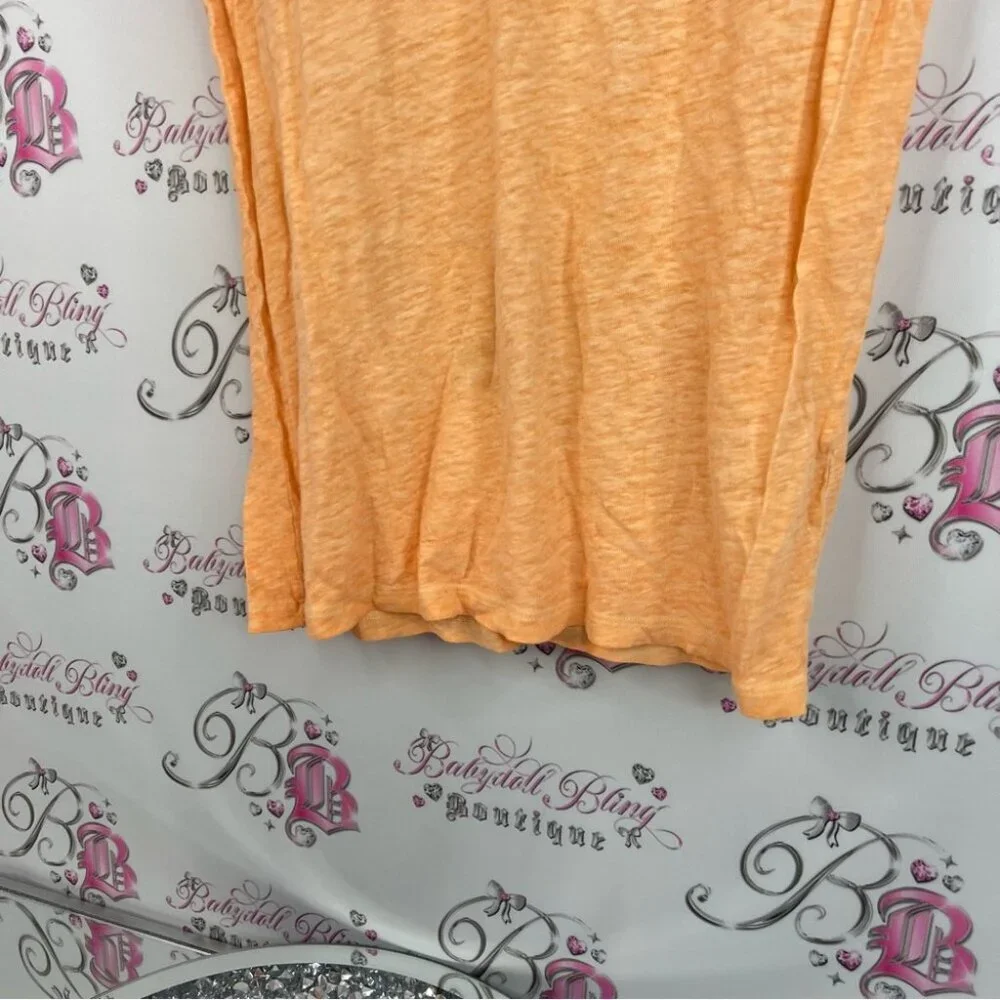 J. Crew tshirt 100% linen peach Light Orange V-Neck Short Sleeve Tee